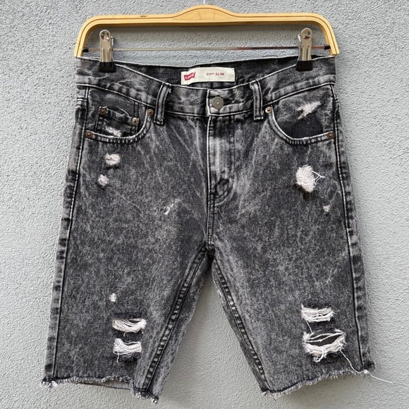 Levi's Pants - LEVIS Black 511 Slim Distressed Shorts Size 14